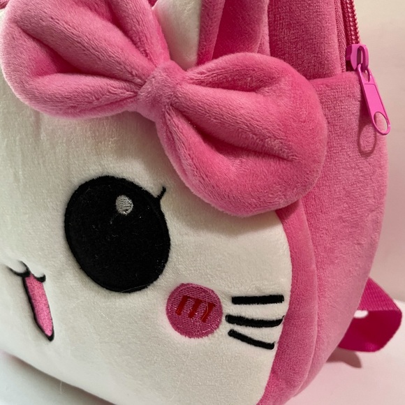 NWT PINK PLUSH GIRLS BACKPACK double zip kitty 10'x10'x3'inch. Excellent quality - Picture 10 of 17
